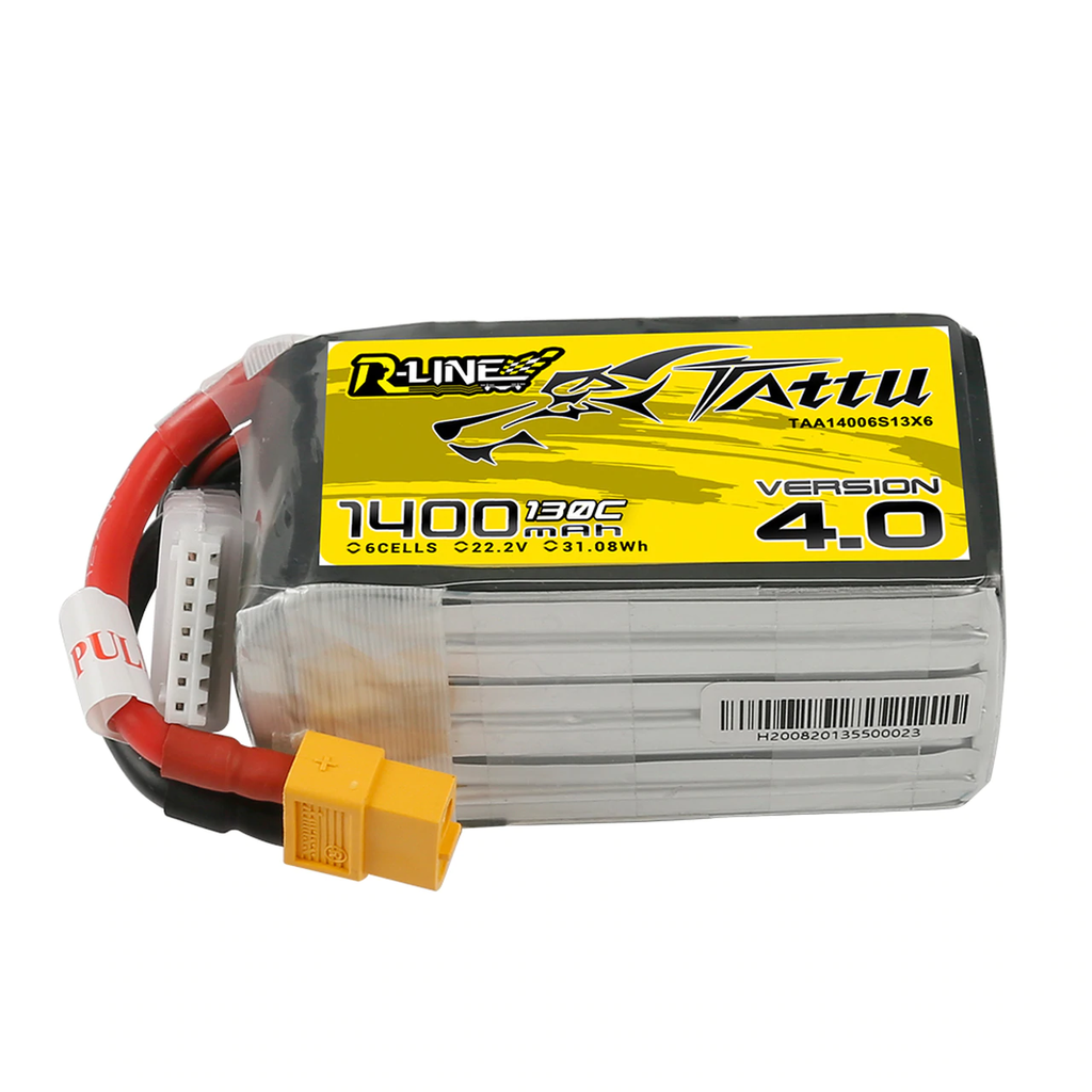 Tattu R-Line Version 4.0 22.2V 6S 1400mAh 130C LiPo Battery- XT60 [DG]