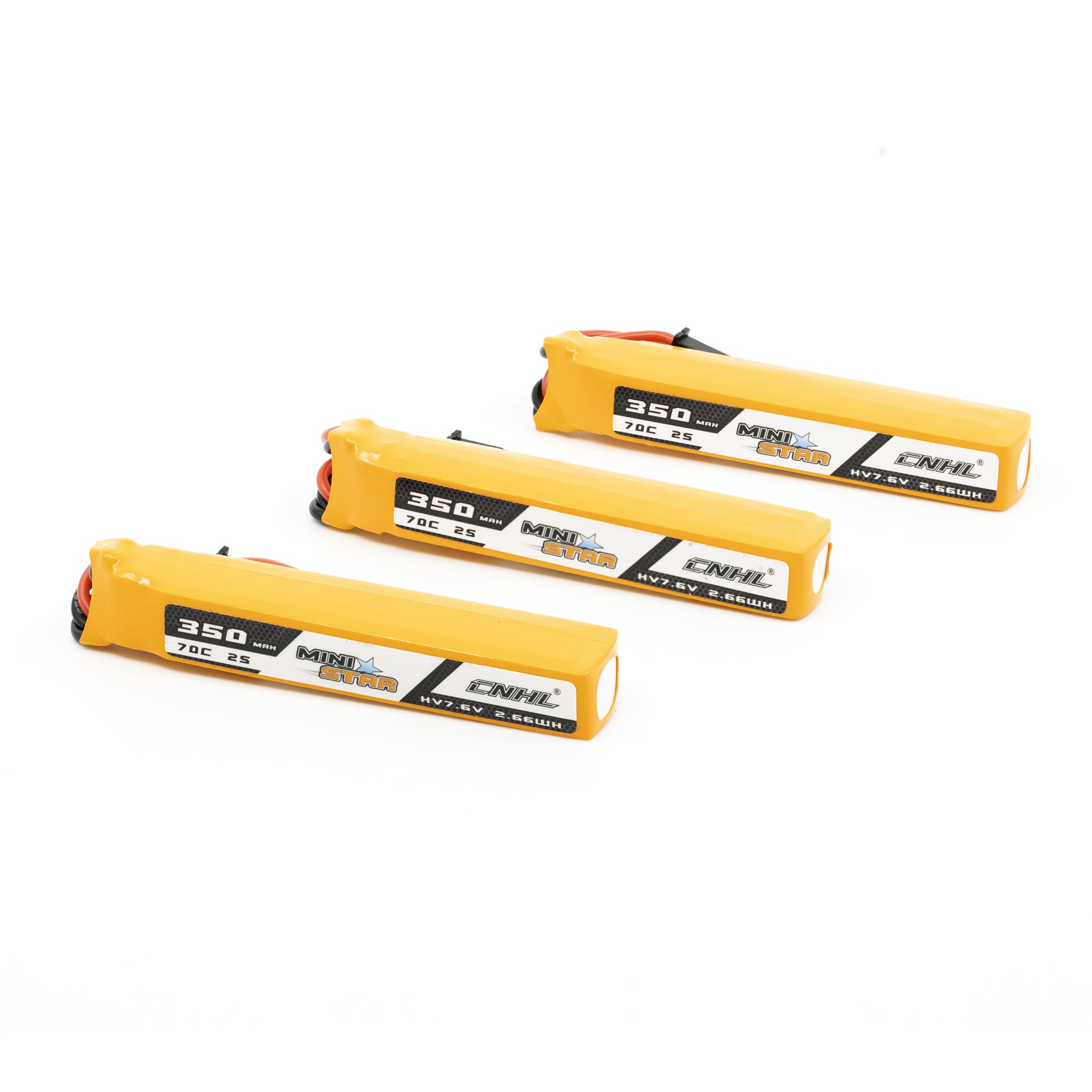 Chinahobbyline CNHL Ministar 350MAH 7.6V 2S 70C HV Lipo Battery Skinny Long (3 Pack) [DG]