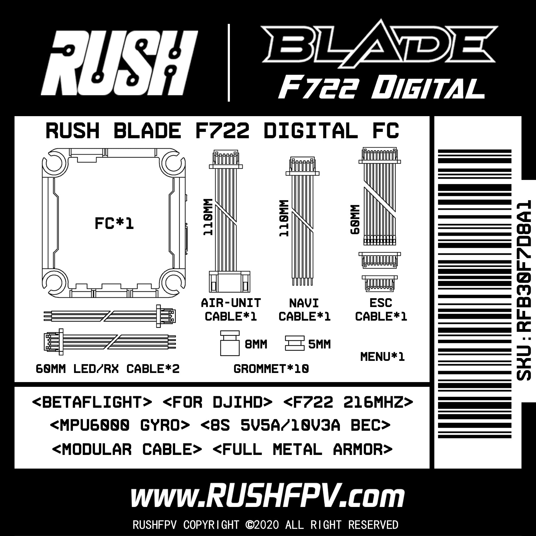 Rush Blade F722 30x30 FC for DJI HD Digital