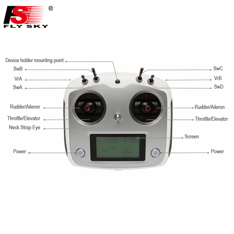 Flysky TGY-i6S Digital Proportional Radio Control System (Mode 2) (White) with TGY-iA6C Receiver